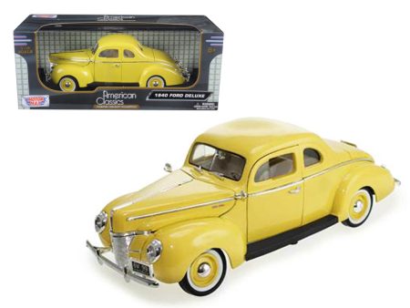 1940 Ford Coupe Deluxe Yellow 1 18 Diecast Car Model by Motormax Supply