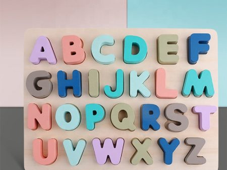 Wooden Puzzle Toy Game - English Letters ABC Numbers Learning for Kids Discount