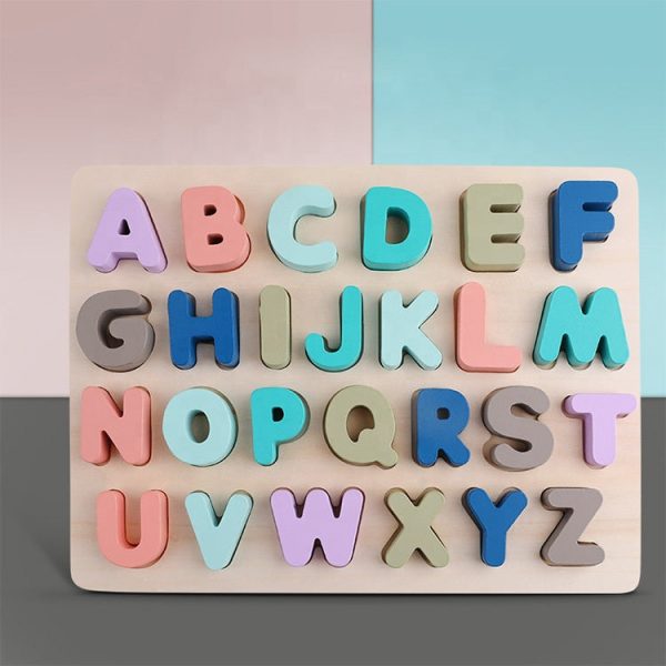 Wooden Puzzle Toy Game - English Letters ABC Numbers Learning for Kids Discount