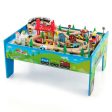 80-Piece Wooden Train Set and Table Online now