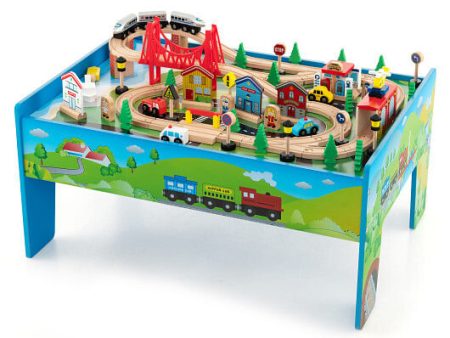 80-Piece Wooden Train Set and Table Online now