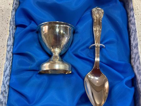 Emess Silver Plated Egg Cup & Matching Teaspoon Hot on Sale