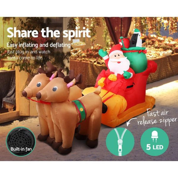 Christmas Inflatable Santa Sleigh Ride Reindeer Hot on Sale