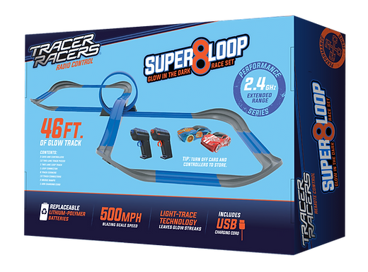 Super 8 Loop Glow in the Dark R C Slot Racing 46ft Track Discount