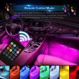 RGB Car LED Light Strips, Sound Activated with Remote Control, 48 Hot on Sale