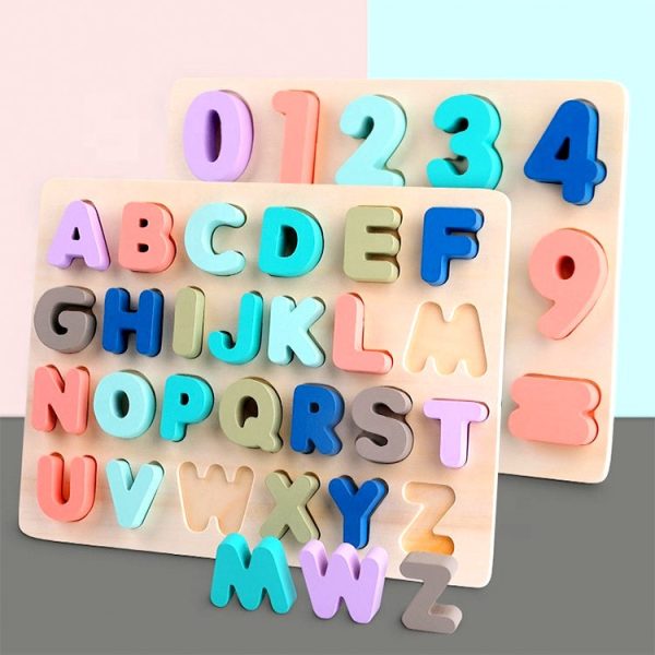 Wooden Puzzle Toy Game - English Letters ABC Numbers Learning for Kids Discount