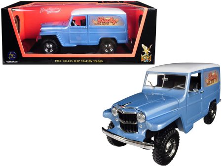 1955 Willys Jeep Station Wagon Silver Blue with White Top \Lucky\  For Sale