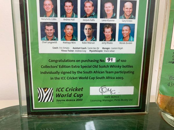 2003 World Cup Cricket Memorabilia. Numbered Item. Fashion