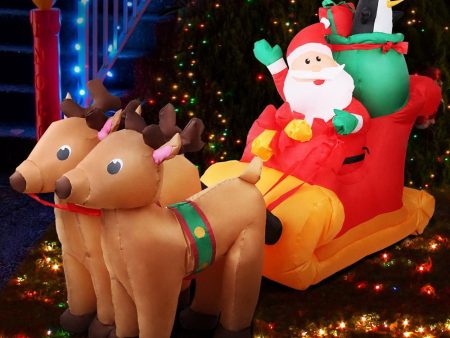 Christmas Inflatable Santa Sleigh Ride Reindeer Hot on Sale