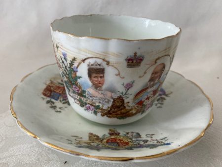 Queen Alexandra and King Edward VII Cup and Saucer (chip and hairline crack on cup) For Discount