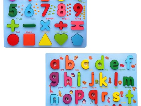 Zunammy Wooden Alphabet Puzzle Board & Number Educational Learning Toy Online