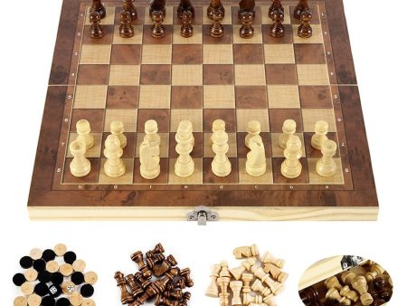 Foldable Wooden Chess Set Board Game Fashion