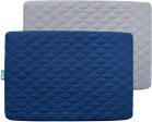 Pack N Play Mattress Pad Cover  Protector - 2 Pack, Ultra Soft Microfiber, Waterproof, Grey & Navy Blue (for Standard Playpen  Mini Crib) on Sale