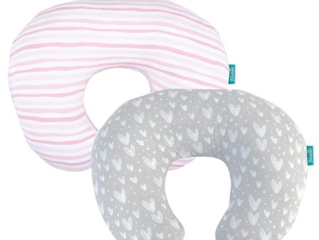 Nursing Pillow Cover for Boppy - 2 Pack, 100% Jersey Cotton, Super Soft & Breathable & Skin Friendly, Grey & Pink For Discount