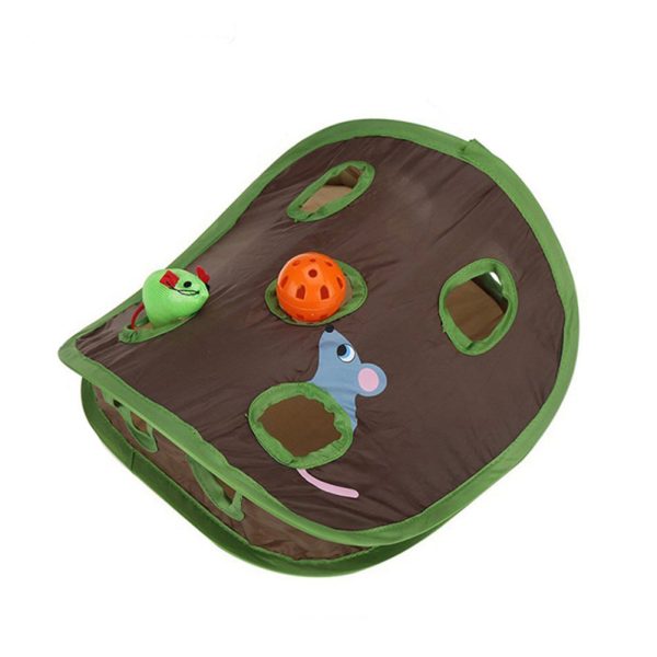 Cute Pet Cat Interactive Hide Seek Game 9 Holes Tunnel Mouse Hunt Intelligence Toy Pet Hidden Hole Kitten Foldable Toys Cheap