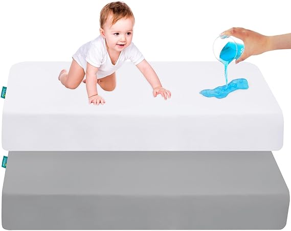 Waterproof Crib Sheet - 2 Pack, Ultra Soft Microfiber, White & Grey (for Standard Crib  Toddler Bed) Online