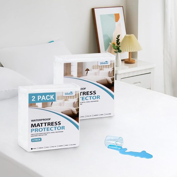 2 Pack Full Size Mattress Protector Waterproof, Noiseless & Soft Coverage Mattress Cover Fitted Sheets with Deep Pocket up to 14 , Super Breathable & Easy Wash Mattress Encasement Online Sale