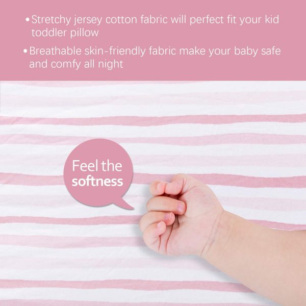 Toddler Pillow Quilted with Pillowcase - 13  x 18 , 100% Cotton, Ultra Soft & Breathable, Pink Stripe on Sale