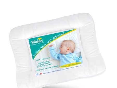 Toddler Pillow with Pillowcase-100% Cotton, Flat, Wide, 13 x 18 , White, 2 Pack For Cheap