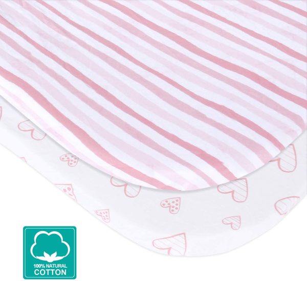 Bassinet Fitted Sheets Compatible with Halo BassiNest Flex, Baby Bassinet, 2 Pack, , Cotton Fashion