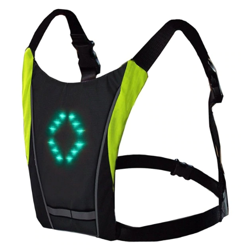 USB Rechargeable Reflective Vest Backpack with LED Turn Signal Light Remote Control Outdoor Sport Safety Bag Gear for Cycling on Sale