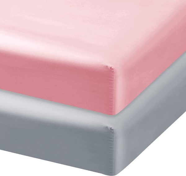 Satin Crib Sheets - 2 Pack, Super Soft and Silky, Pink & Grey (for Standard Crib  Toddler Bed) Online