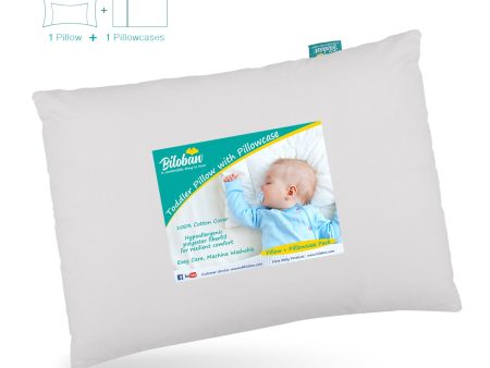 Toddler Pillow Quilted with Pillowcase - 13  x 18 , 100% Cotton, Ultra Soft & Breathable, Grey Discount