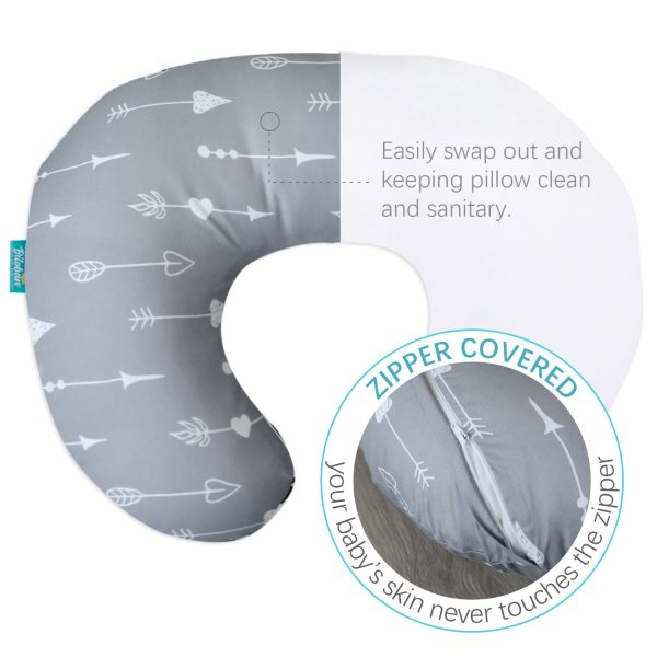 Nursing Pillow Cover for Boppy - 2 Pack, Ultra-soft Microfiber, Breathable & Skin-Friendly, Navy Cloud & Grey Arrow For Cheap