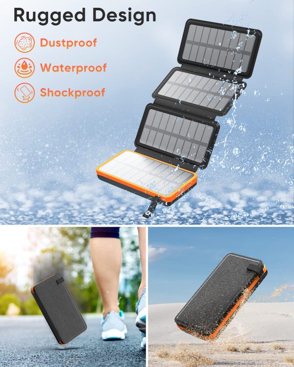 Hiluckey Solar Charger 25000mAh, Outdoor USB C Portable Power Bank with 4 Solar Panels, 3A Fast Charge External Battery Pack with 3 USB Outputs Compatible with Smartphones, Tablets, etc. Online Hot Sale