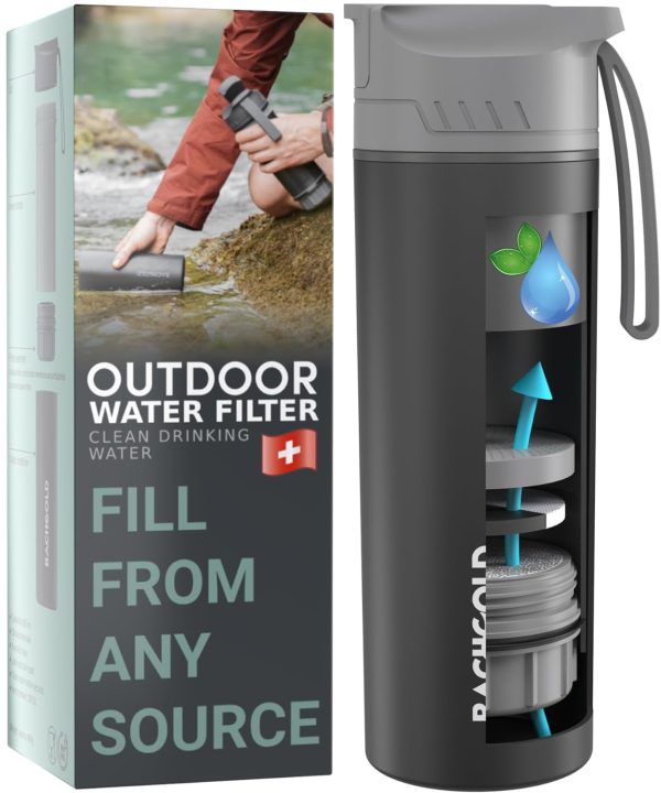 Survival Gear and Supplies-Water Filtration System Survival-Water Bottle with Filter Travel-Filter Water Purifier-Emergency Survival kit-Filtered Water Bottle-Water Purifier Survival-Hiking Gear For Cheap