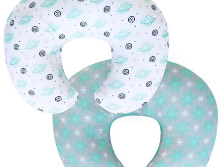 Nursing Pillow Cover for Boppy - 2 Pack, Ultra-soft Microfiber, Breathable & Skin-Friendly, Planet & Flower Fashion