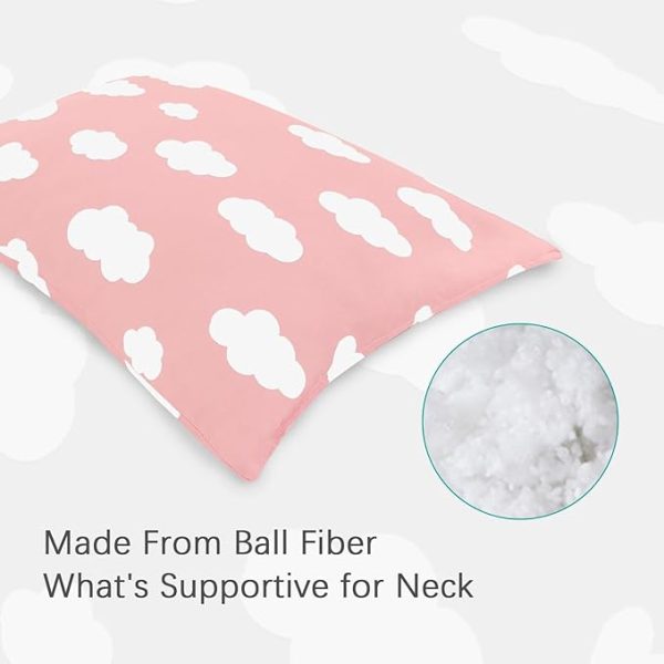 Toddler Pillow - 14  x 19 , Multi-Use, Soft & Skin-Friendly, Pink Cloud Supply