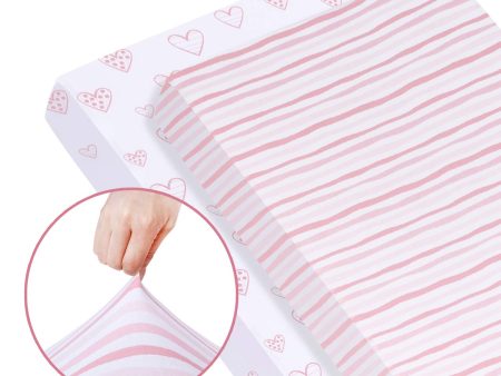 Crib Sheet - 2 Pack, 100% Jersey Cotton, Pink & White (for Standard Crib  Toddler Bed) Cheap