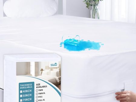 Zippered Mattress Protector Twin & Full Size, Waterproof Mattress Encasement, Low Profile Box Spring Cover, Breathable and Absorbent Supply