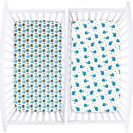 Crib Sheet - 2 Pack, Ultra Soft Microfiber, Whale (for Standard Crib  Toddler Bed) on Sale