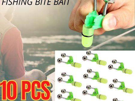 10x LED Night Fishing Bait Bite Alarm Twin 2 Bells Light Rod Tip Clip Alert Ring Fashion