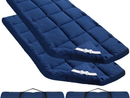 Quilted Cot Mattress Topper - 75  x 30 , 2 Pack, Soft and Thicker Cot Pad Only, for Camping Cot Rv Bunk Narrow Twin Beds, Navy For Cheap