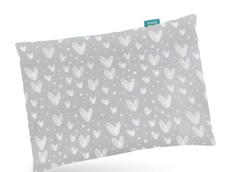 Toddler Pillow Quilted with Pillowcase - 13  x 18 , 100% Cotton, Ultra Soft & Breathable, Grey Heart Cheap