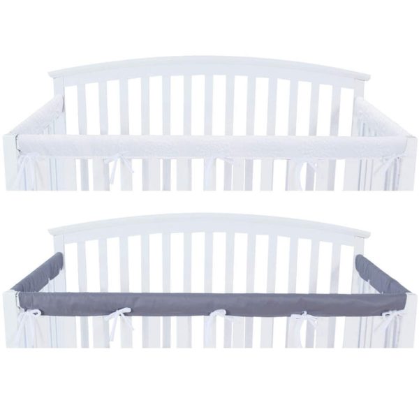 Crib Rail Covers - 3 Piece Grey & White Supply