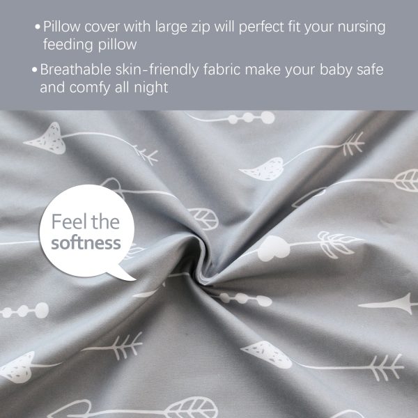 Nursing Pillow Cover for Boppy - 2 Pack, Ultra-soft Microfiber, Breathable & Skin-Friendly, Navy Cloud & Grey Arrow For Cheap