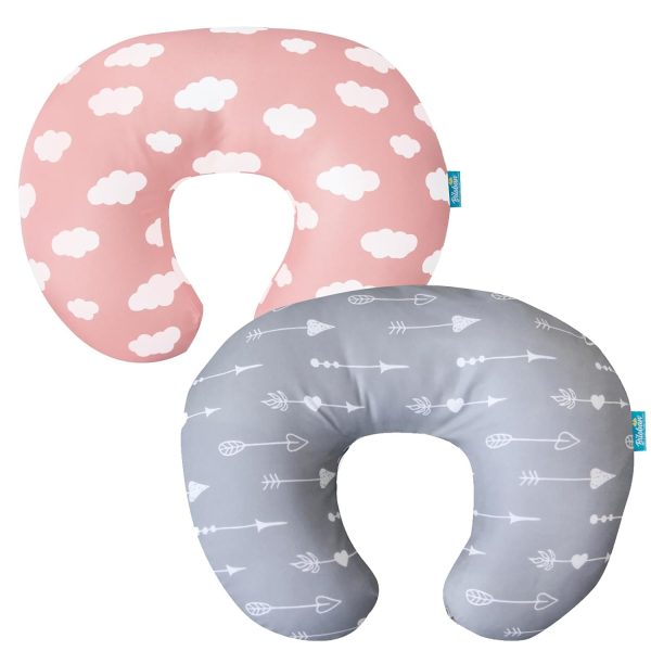 Nursing Pillow Cover for Boppy - 2 Pack, Ultra-soft Microfiber, Breathable & Skin-Friendly, Pink Cloud & Grey Arrow Hot on Sale