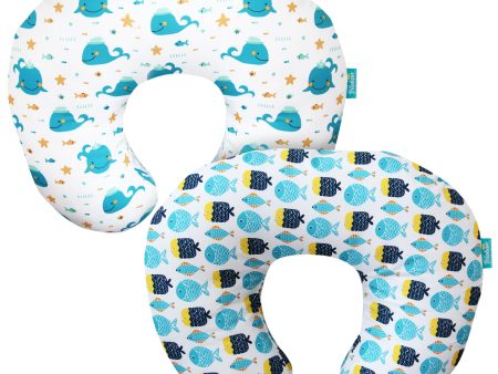 Nursing Pillow Cover for Boppy - 2 Pack, Ultra-soft Microfiber, Breathable & Skin-Friendly, Whale & Fish Cheap