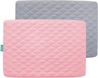 Pack N Play Mattress Pad Cover  Protector - 2 Pack, Ultra Soft Microfiber, Waterproof, Grey & Pink (for Standard Playpen  Mini Crib) For Sale