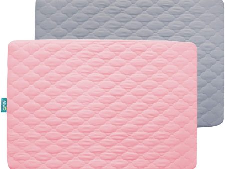 Pack N Play Mattress Pad Cover  Protector - 2 Pack, Ultra Soft Microfiber, Waterproof, Grey & Pink (for Standard Playpen  Mini Crib) For Sale