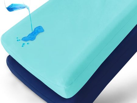 Waterproof Changing Pad Cover - 2 Pack, Ultra-Soft Microfiber, Smooth & Breathable, Aqua & Navy Cheap