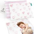 Toddler Pillow Quilted with Pillowcase - 2 Pack, 13  x 18 , 100% Cotton, Ultra Soft & Breathable, Pink Heart & Stripe Cheap