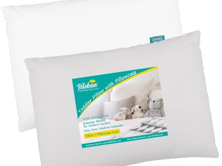 Toddler Pillow Quilted with Pillowcase - 2 Pack, 13  x 18 , 100% Cotton, Ultra Soft & Breathable, Grey & White Online Hot Sale