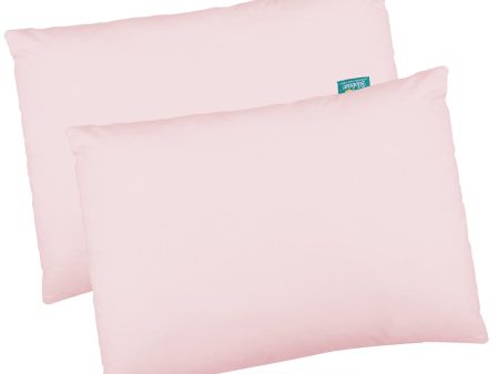 Toddler Pillow Quilted with Pillowcase - 2 Pack, 13  x 18 , 100% Cotton, Ultra Soft & Breathable, Pink Discount