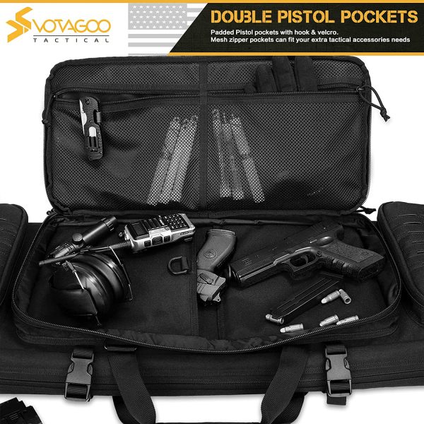 VOTAGOO Double Rifle Case Gun Bag, Safely Long-Barrel Firearm Transportation Cases  Locks, All-Weather Soft Tactical Range Bag Ackpack For Shotgun Spacious Heavy Duty on Sale