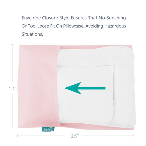 Toddler Pillow Quilted with Pillowcase - 13  x 18 , 100% Cotton, Ultra Soft & Breathable, Pink Supply